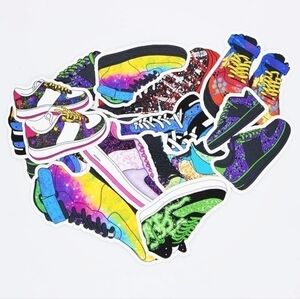12 Trendy Colorful Sneaker Die Cut Stickers